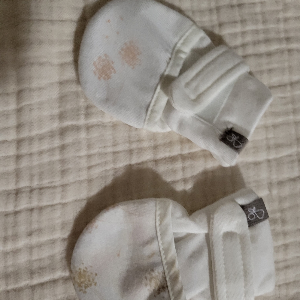 Dandelion print mitts